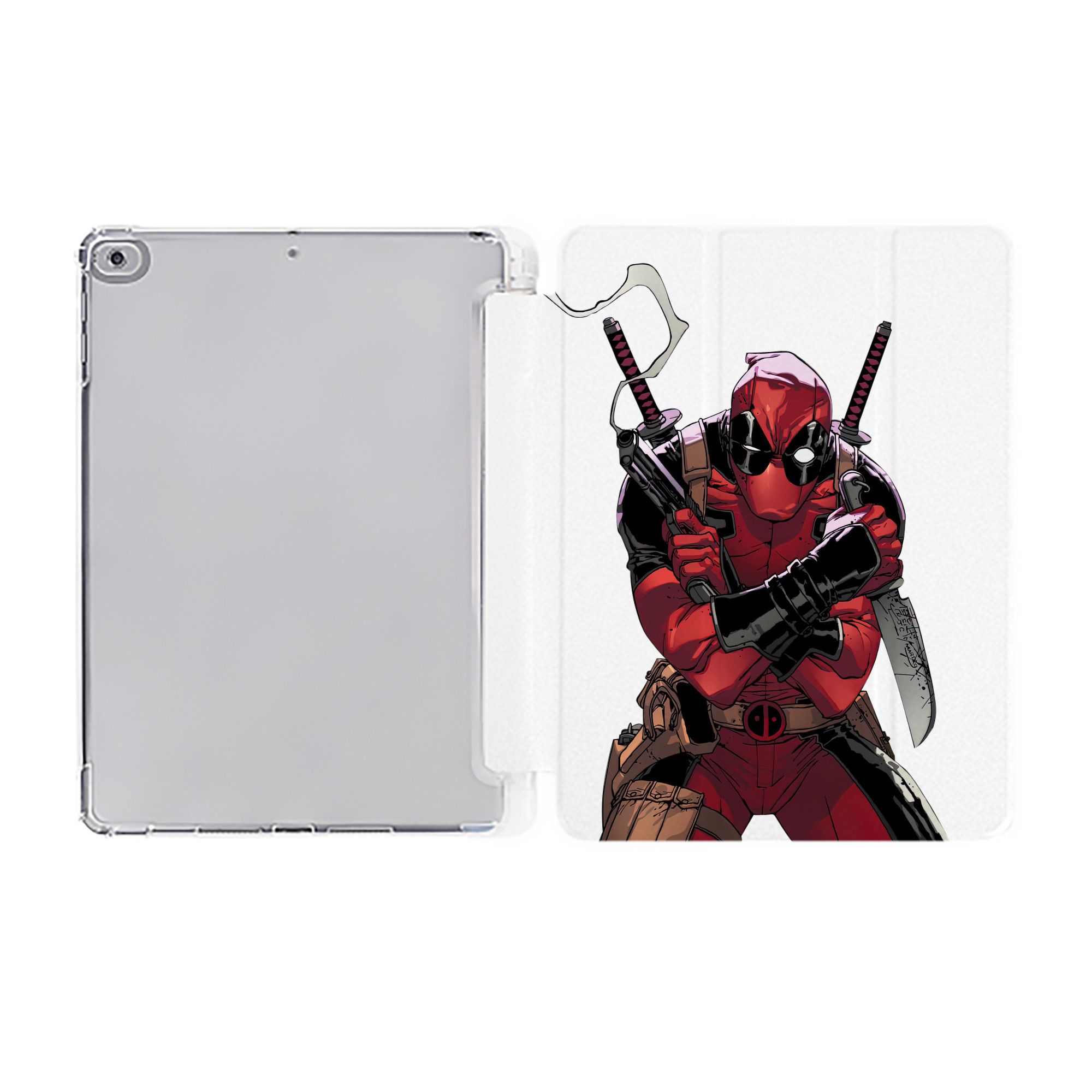 （画像用） Deadpool デッドプール IPad ケース ペン収納付き 三つ折りスタンド PUレザー×シリコン 対応機種9.5/10.5/10.9インチ